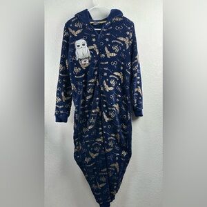 Warner Bros. Harry Potter Kids Navy and Gold Hooded Onesie Size 12/13